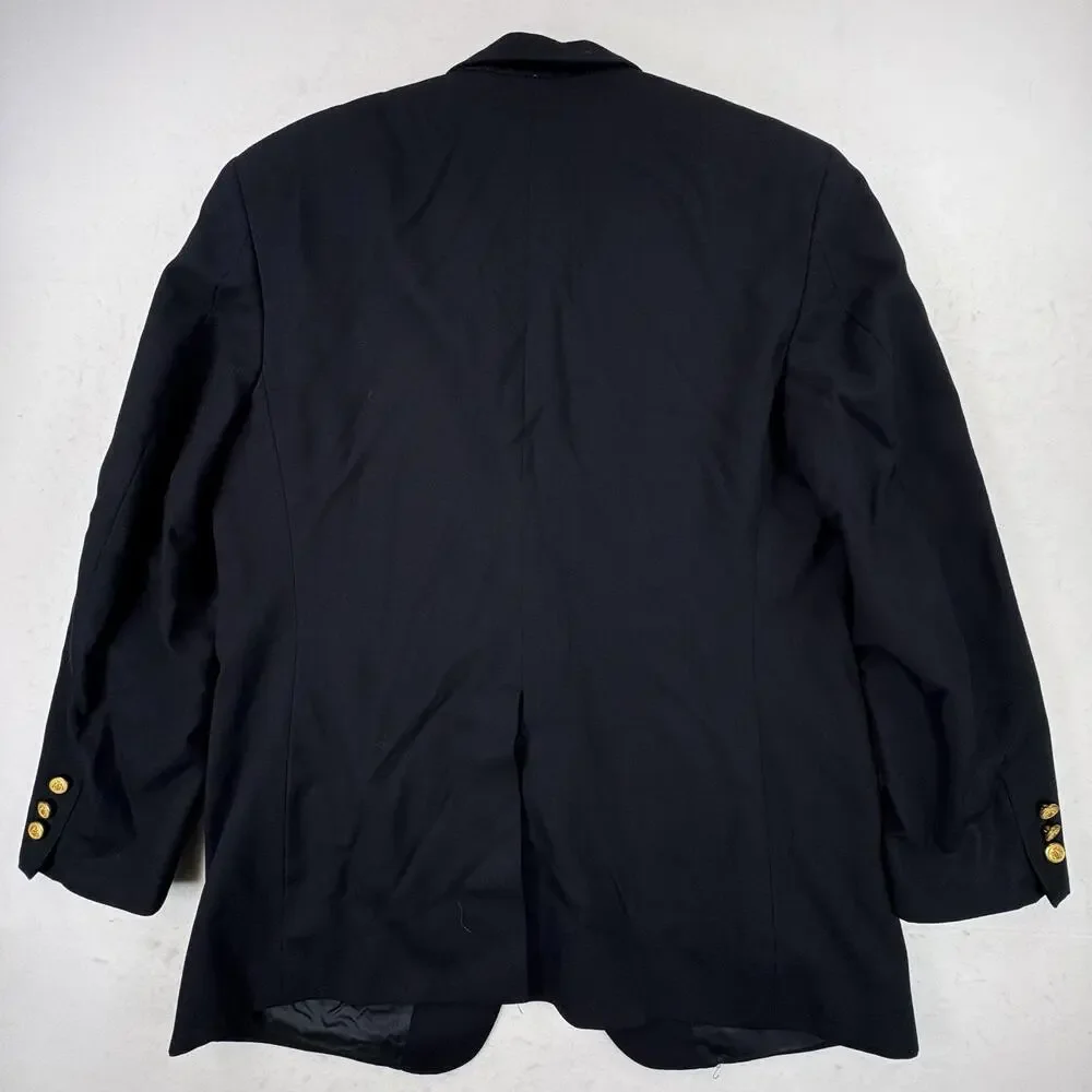 Vintage Brooks Brothers Brooksease Sport Coat Blazer Mens 41R Navy Blue Wool USA